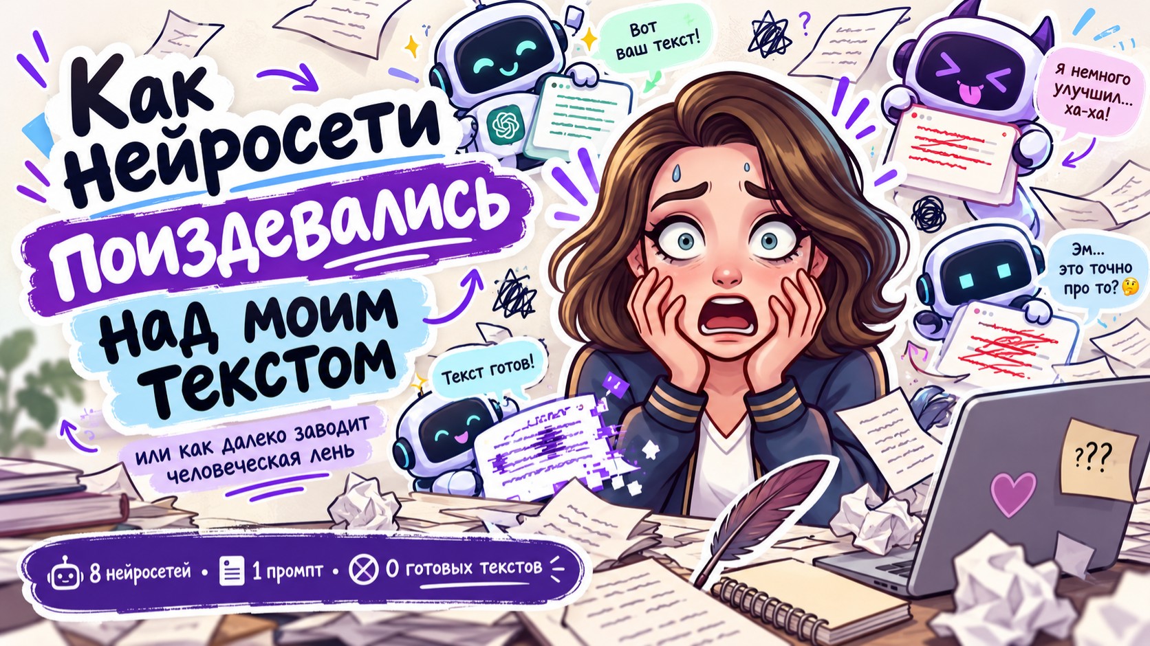 Как нейросети поиздевались над моим текстом или Как далеко заводит человеческая лень